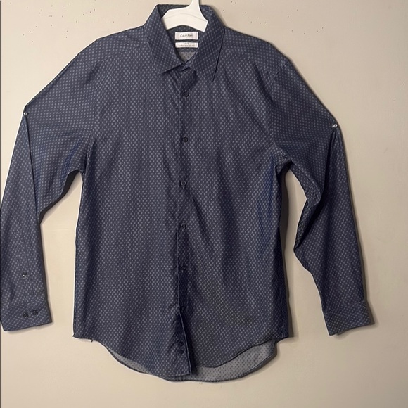 Calvin Klein Blue Dress Shirt Classic Long Sleeve - Picture 7 of 11